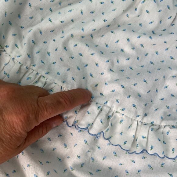 VTG Nannette Infant Girl Ruffle Romper One Piece Size L Made in USA Blue White - Picture 14 of 14